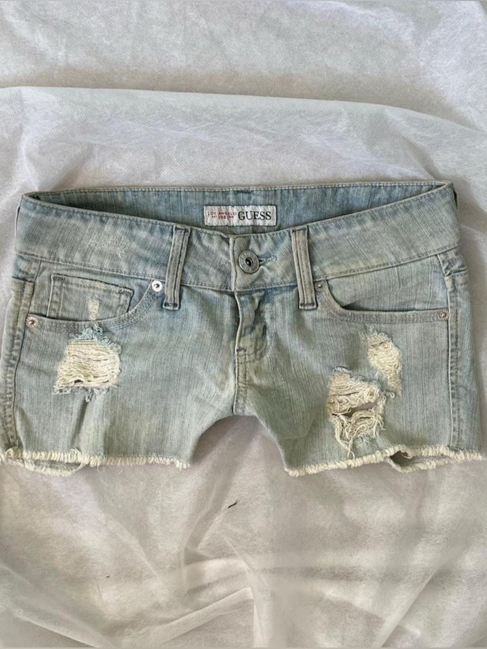 Y2K GUESS Light Wash Low Rise Denim Shorts